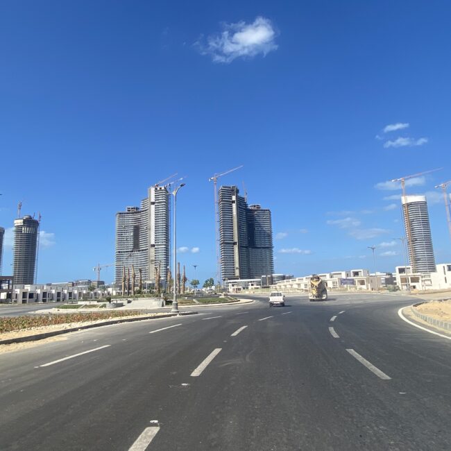 Buildings under construction as seen from the highway in Alexandria, Egypt