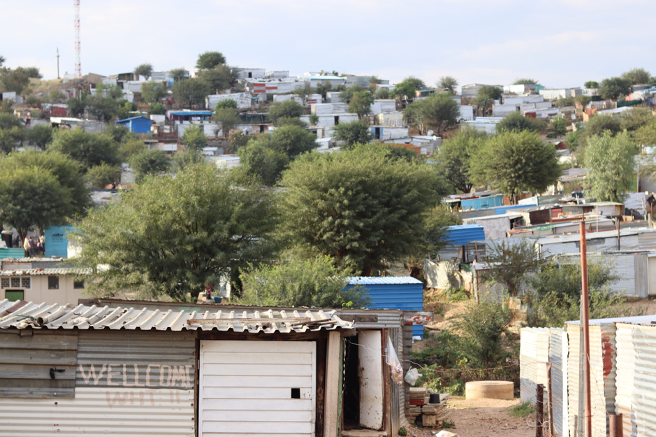 A view of homes and trees in the township of Winhoek, Namibia.
