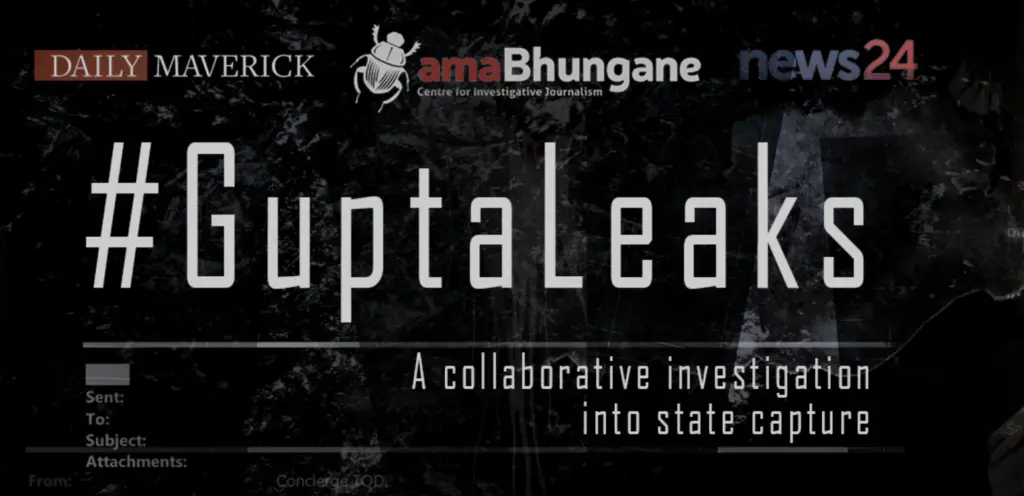 A picture of the website Gutpta Leaks, a cross border journalism project.
